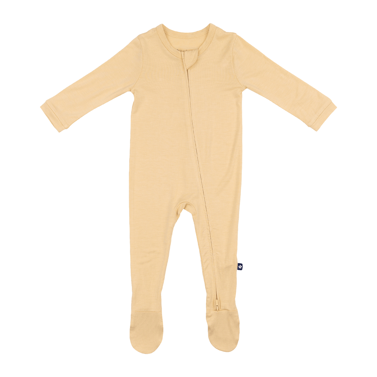 Larkspur Baby Zip Footie in Golden Sand