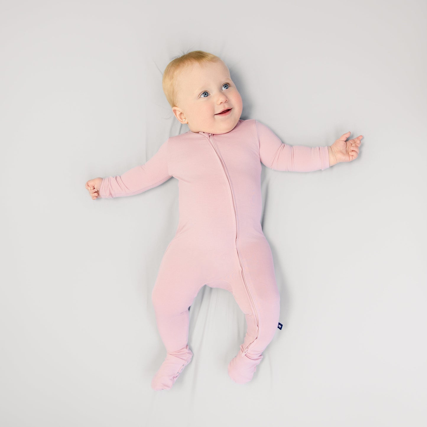 Larkspur Baby Zip Footie in Rose