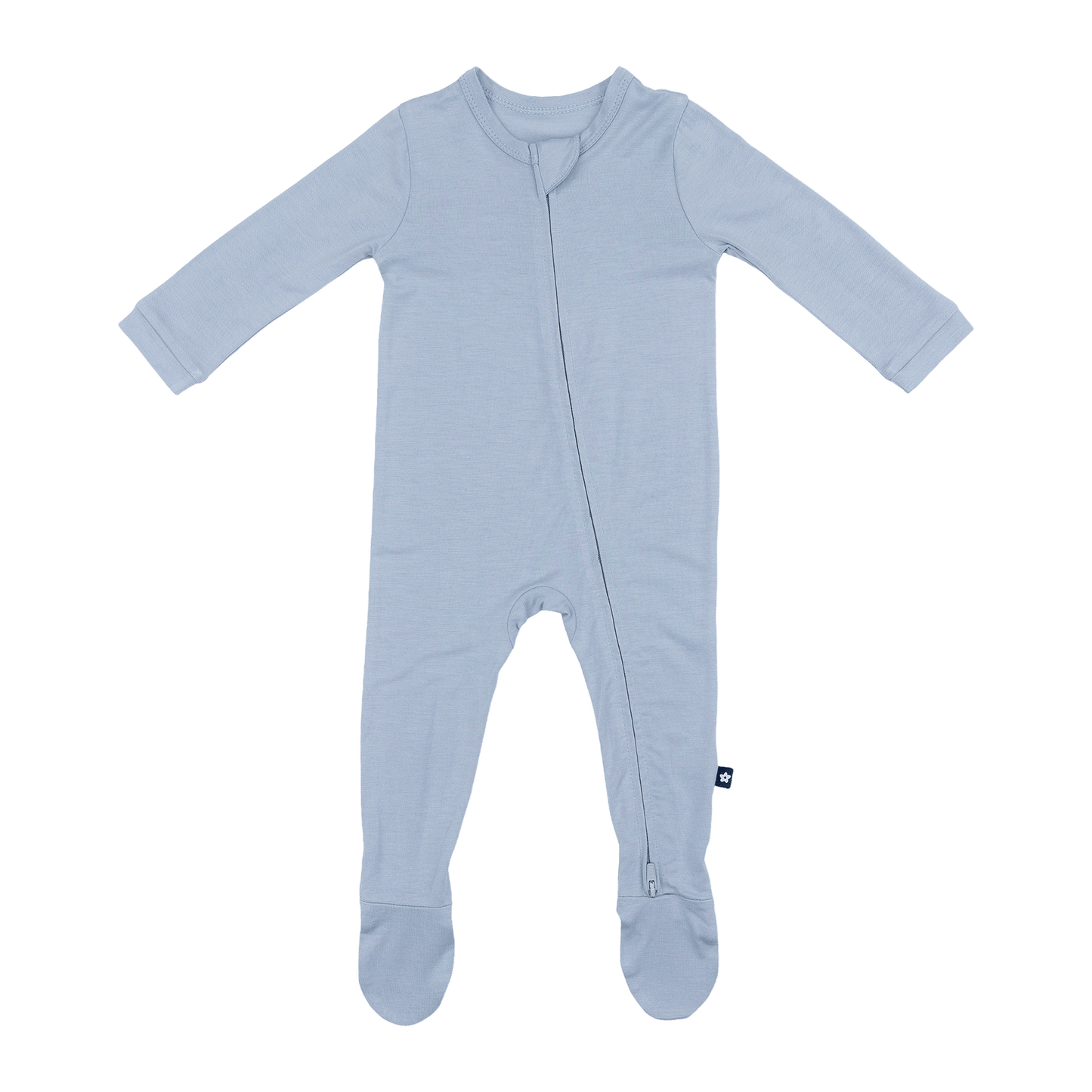 Larkspur Baby Zip Footie in Stone