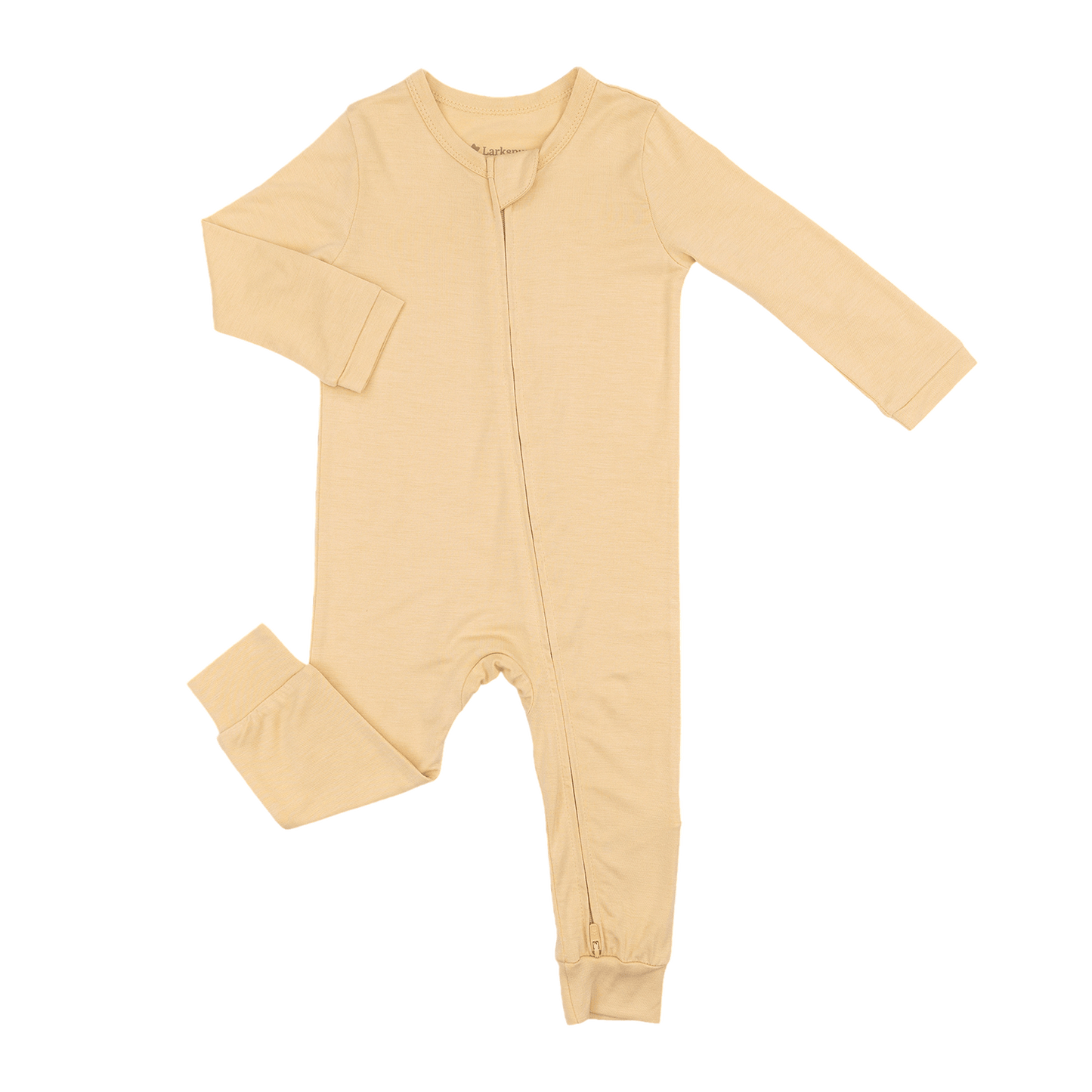 Larkspur Baby Zip Romper in Golden Sand