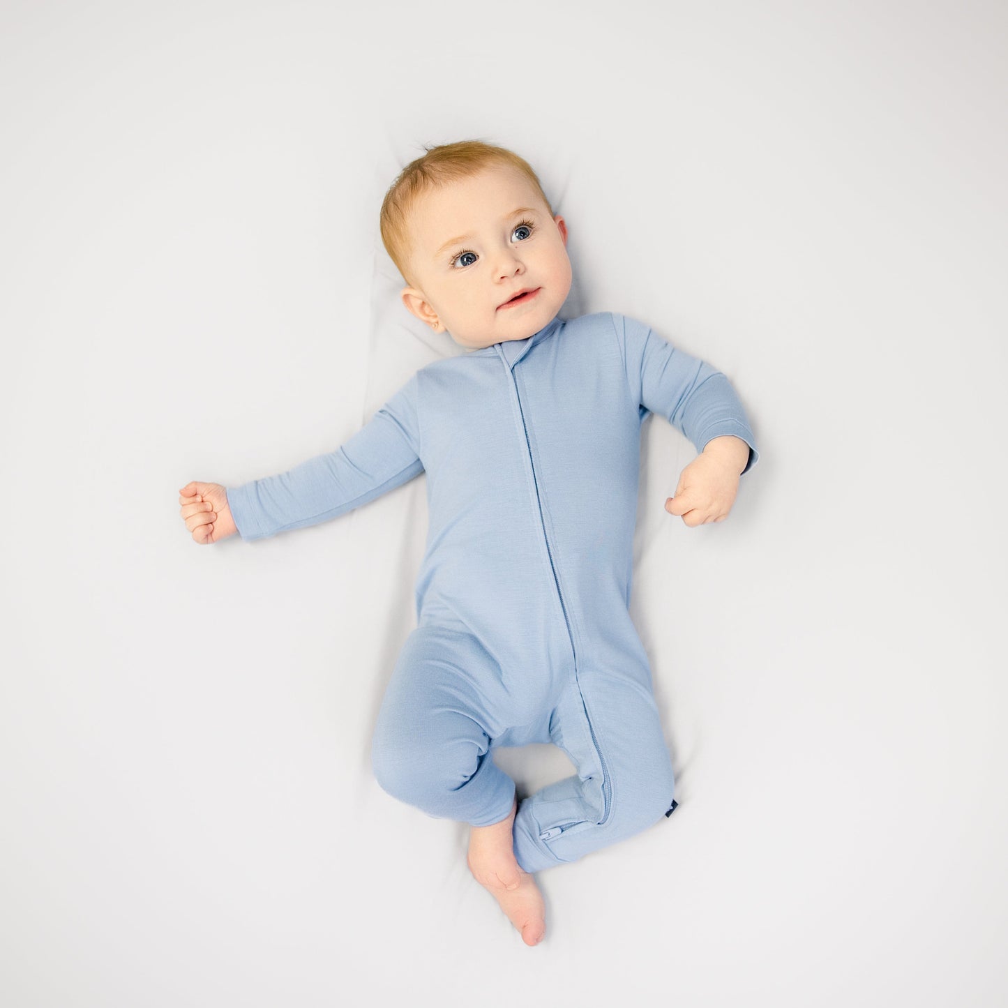 Larkspur Baby Zip Romper in Denim