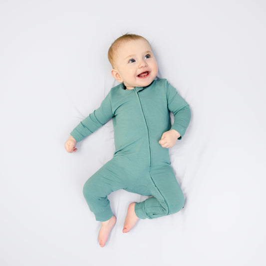 Larkspur Baby Zip Romper in Jade
