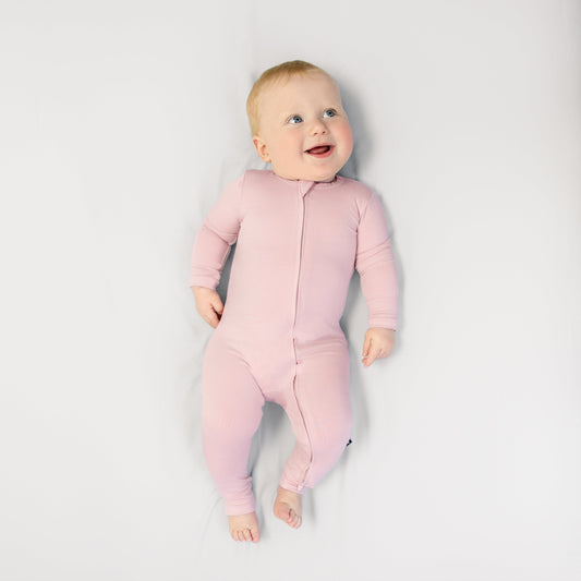 Larkspur Baby Zip Romper in Rose