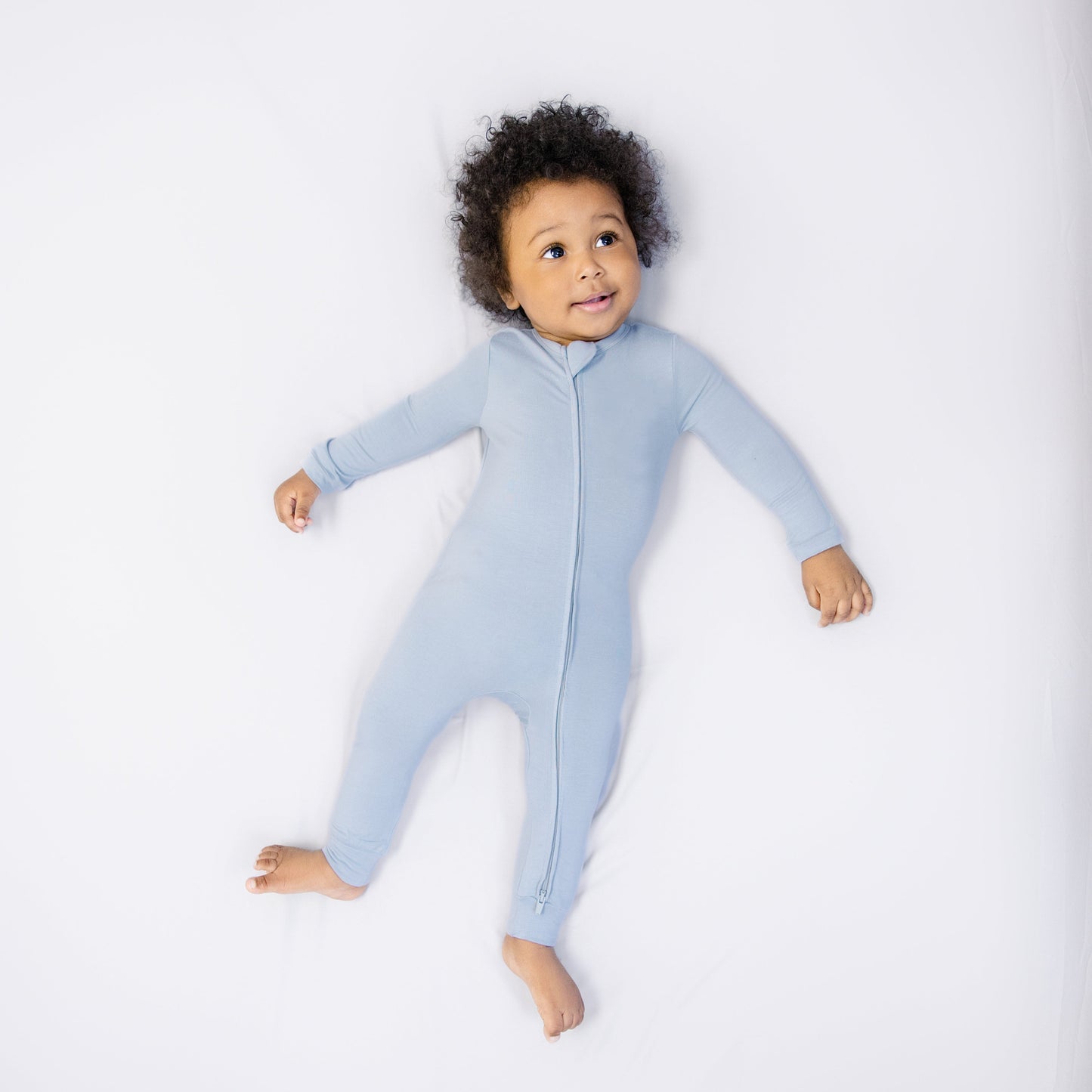 Larkspur Baby Zip Romper in Stone