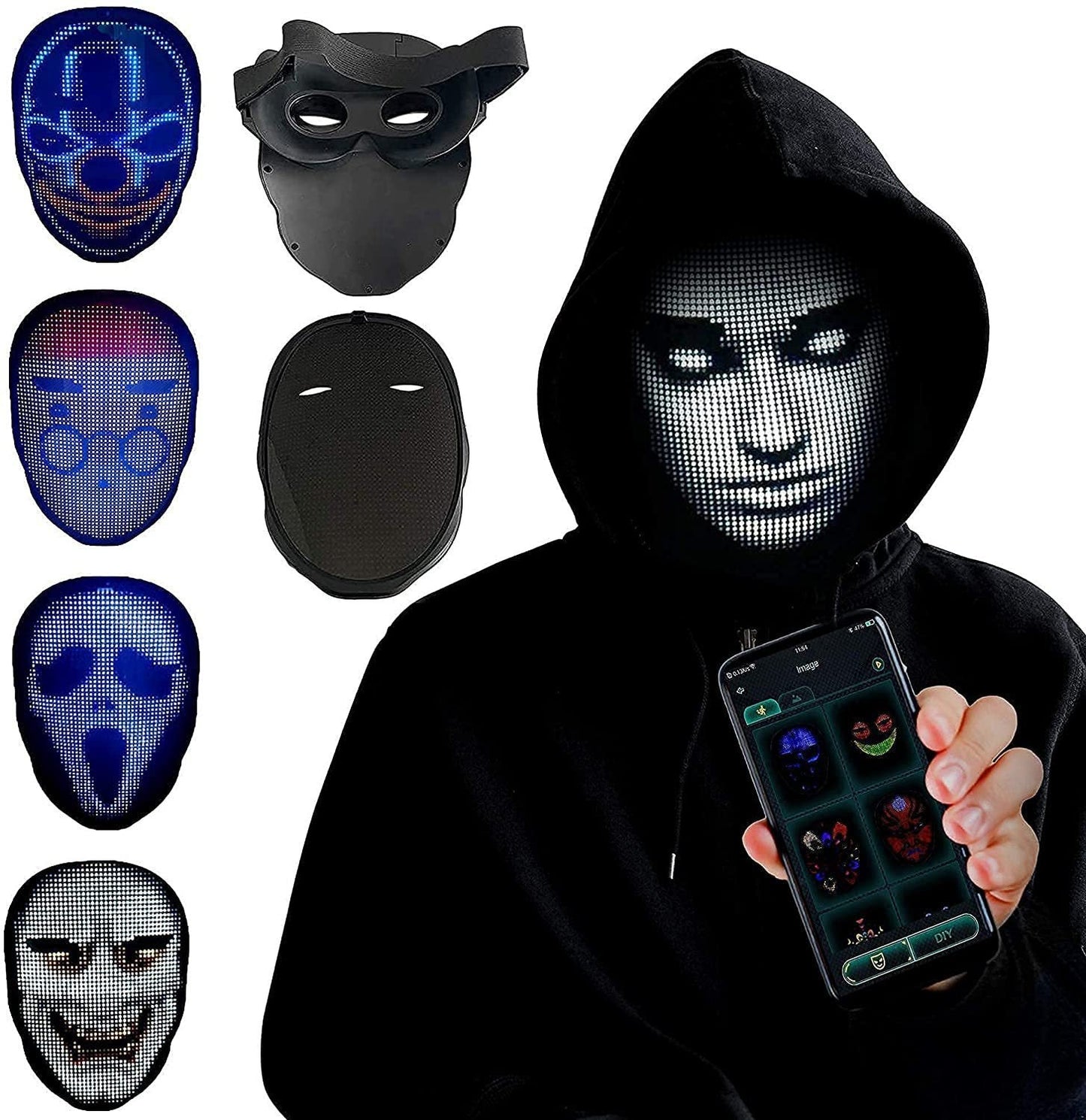 Halloween Full Color LED Luminous Face Changing Mask Party Props