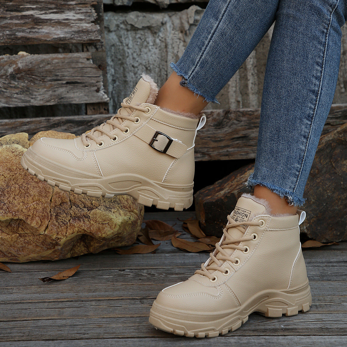 Women’s Mid-Calf Fleece-Lined Thickened Insulated Winter Boots