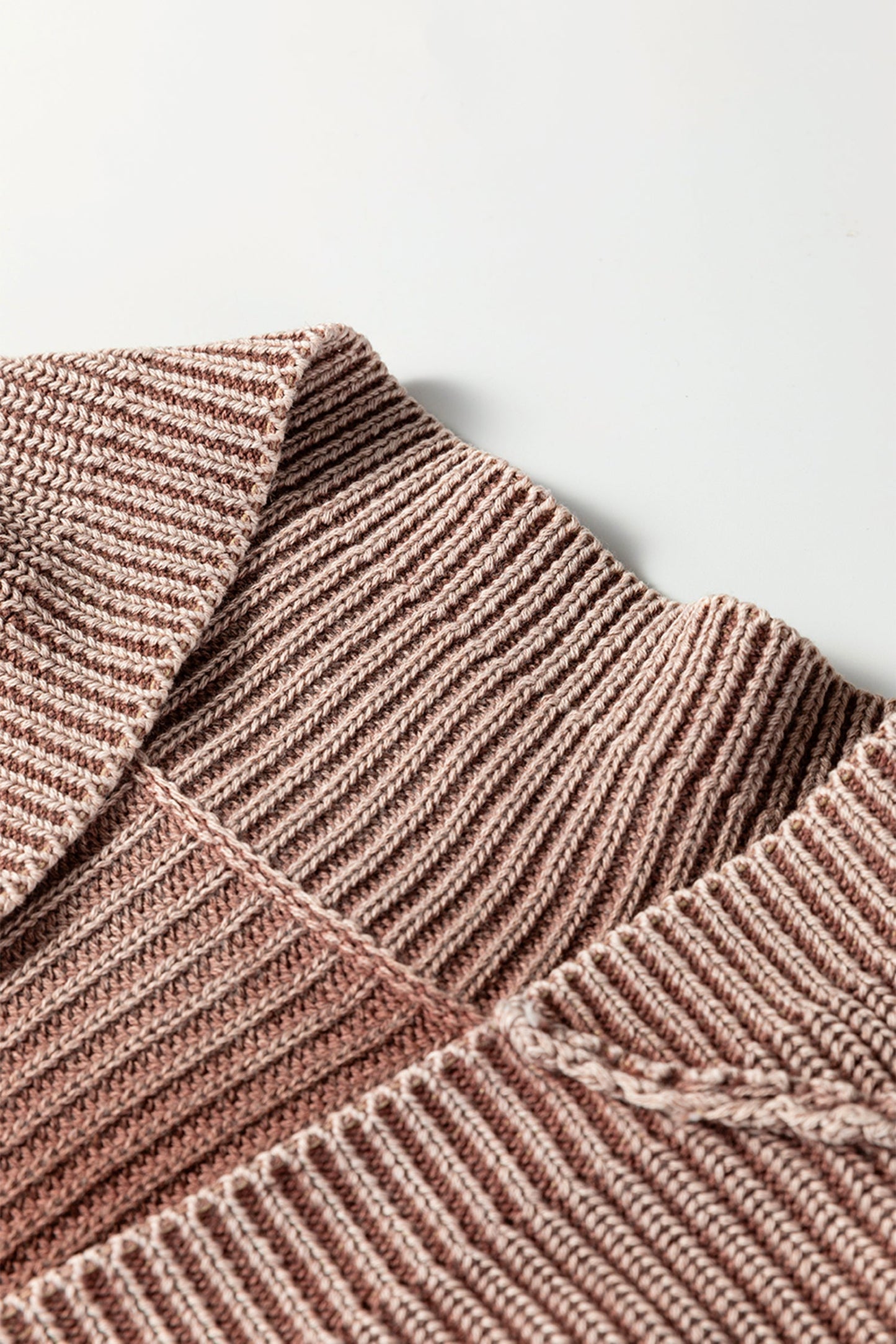 Chestnut Mineral Wash Knit Open Sweater Cardigan