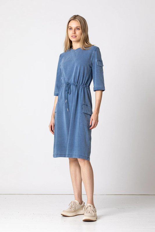 Denim Drawcord Waist Pocket T-Shirt Dress Elara
