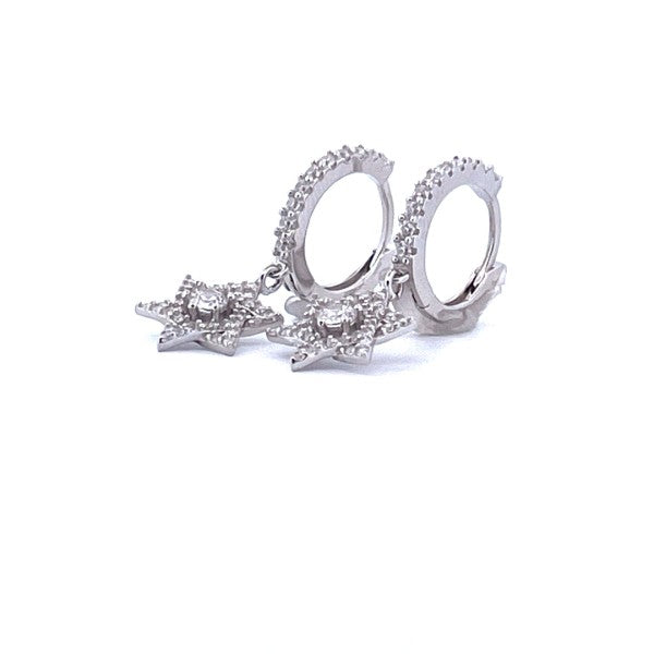 925 Sterling Silver Crystal Star of David Pendant Earrings