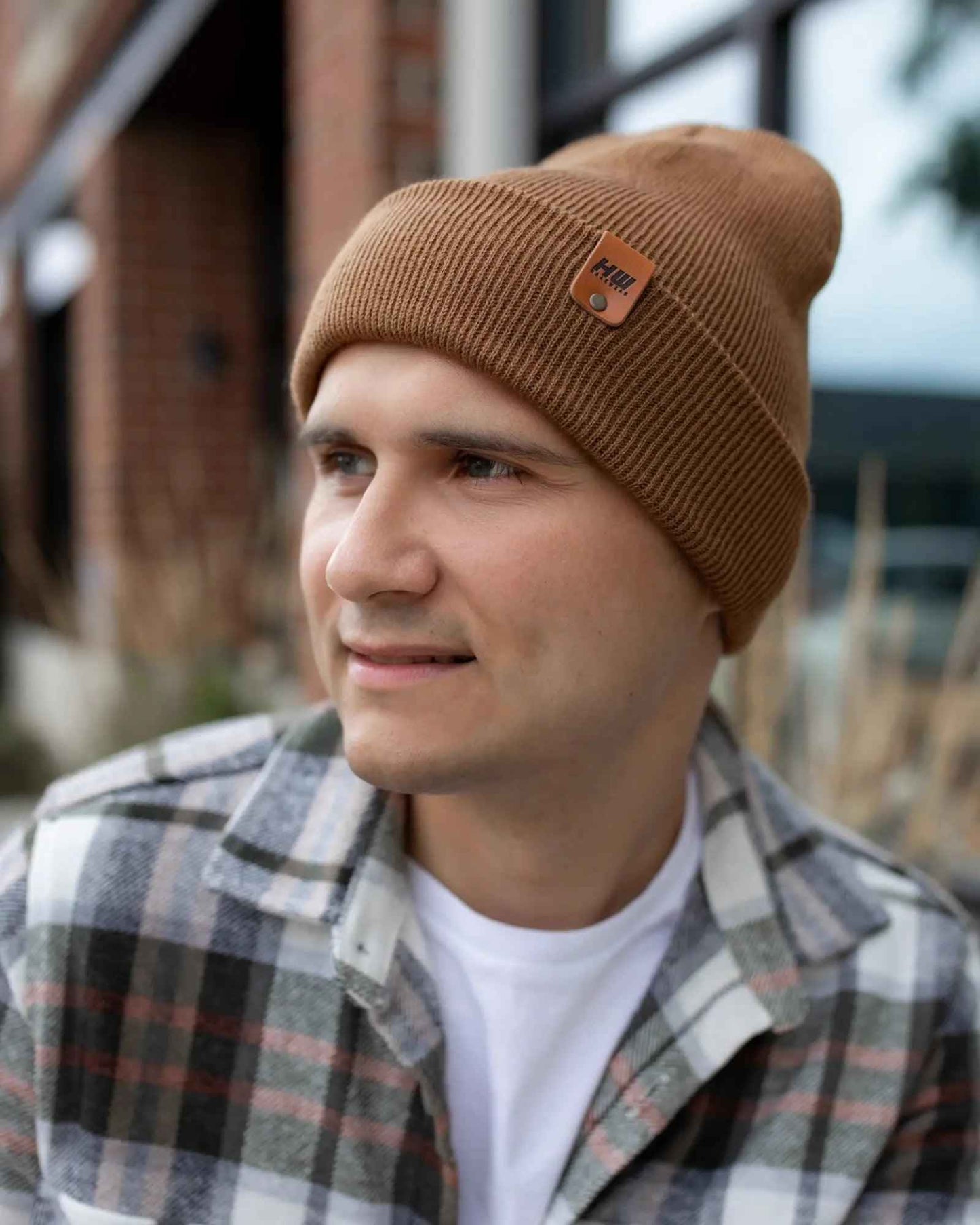 Camel Brown Classic Knit Cuffed Beanie HAAKWEAR