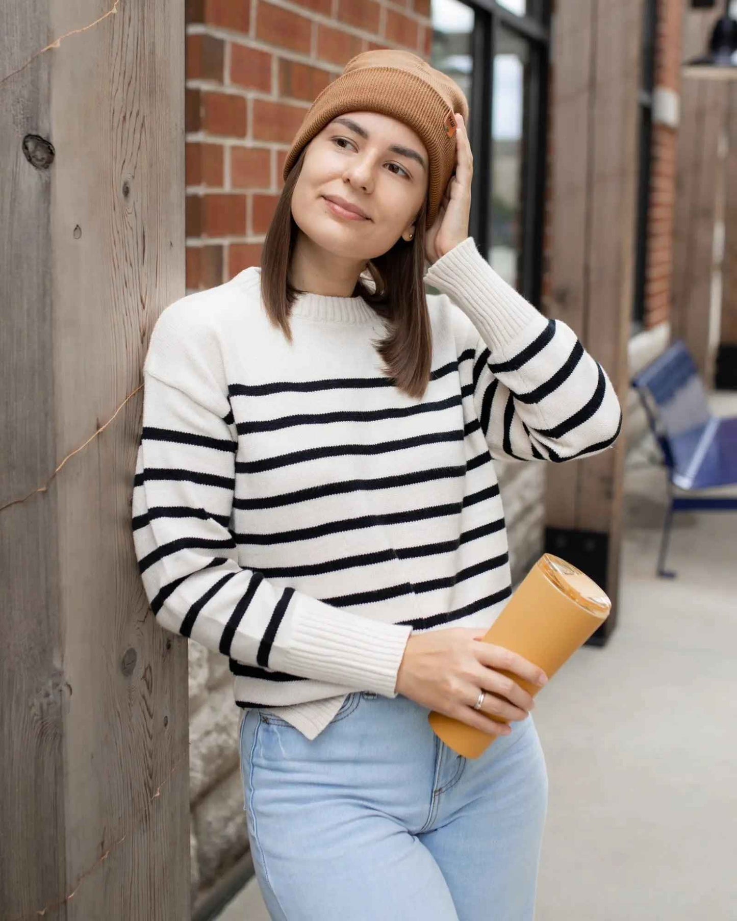 Camel Brown Classic Knit Cuffed Beanie HAAKWEAR