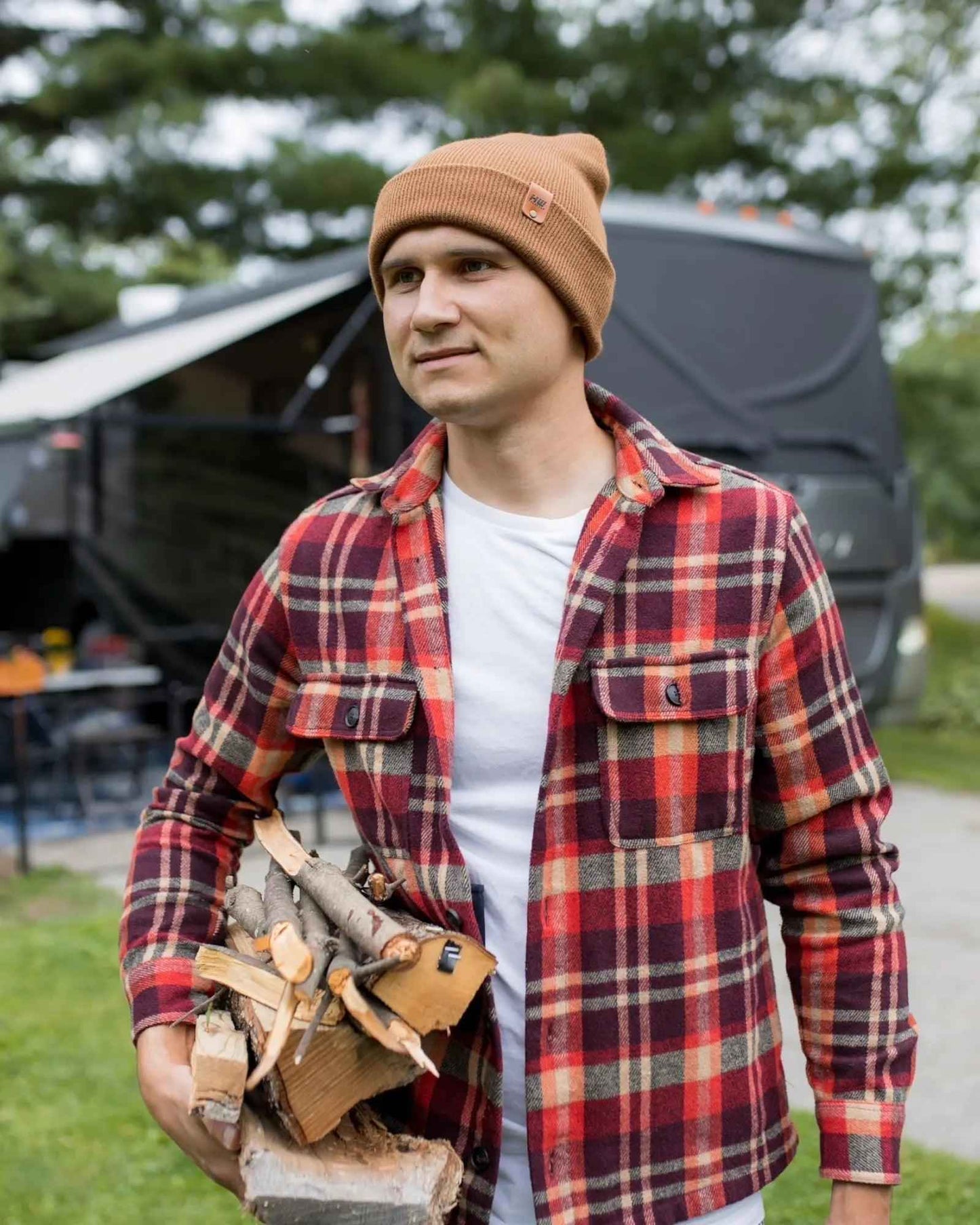 Camel Brown Classic Knit Cuffed Beanie HAAKWEAR