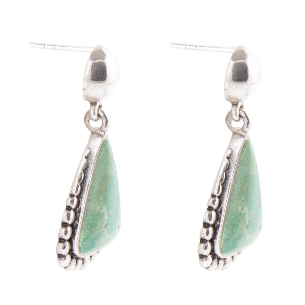 Begondor Green Turquoise Sterling Silver Post Drop Earrings