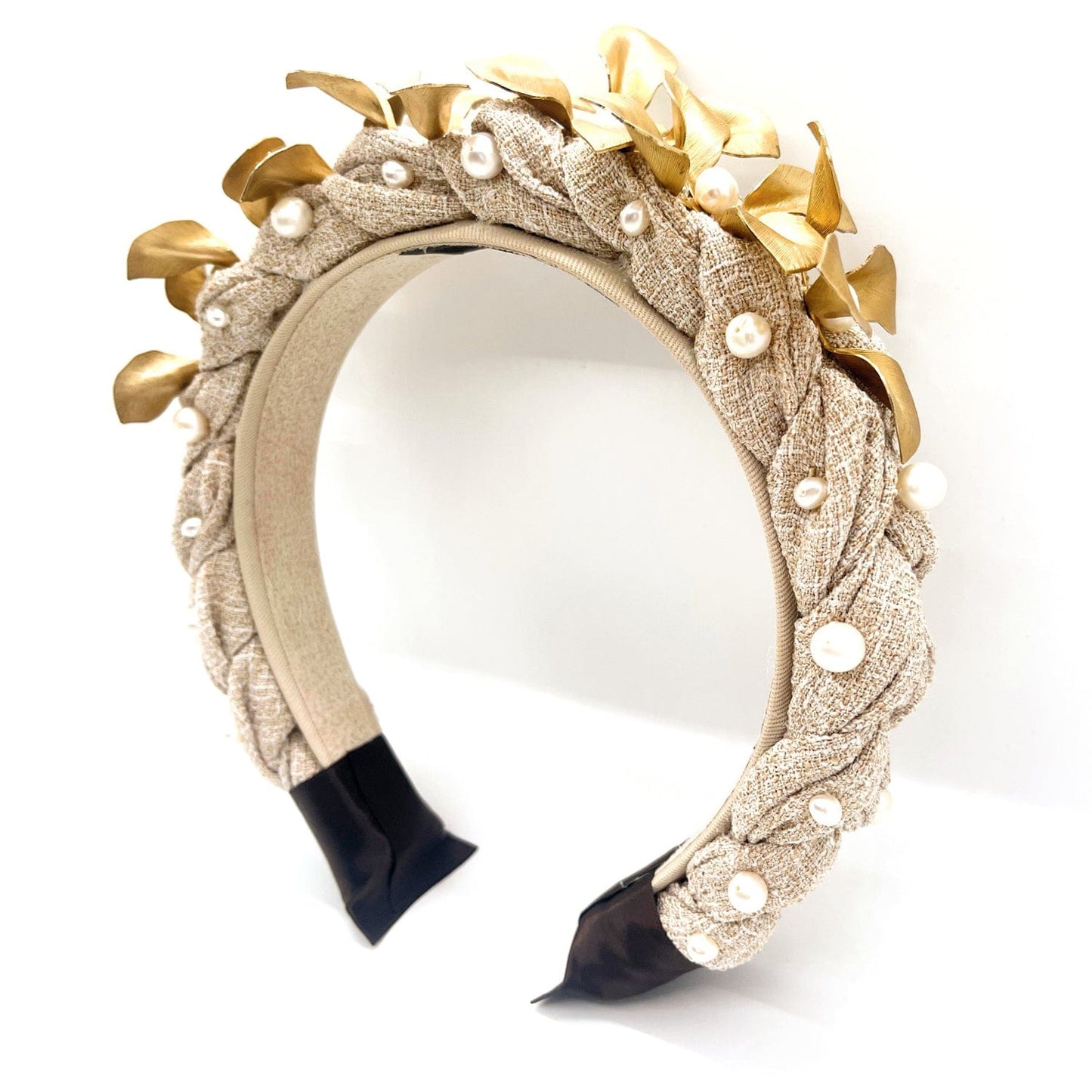 Basket of Gold Floral Headband Braided Linen Polyester ADIBA