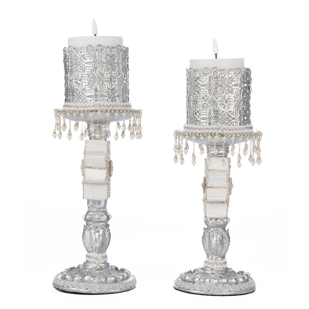 Bells of Brilliance Silver Candle Sticks Set of 2 by Katherine's Collection