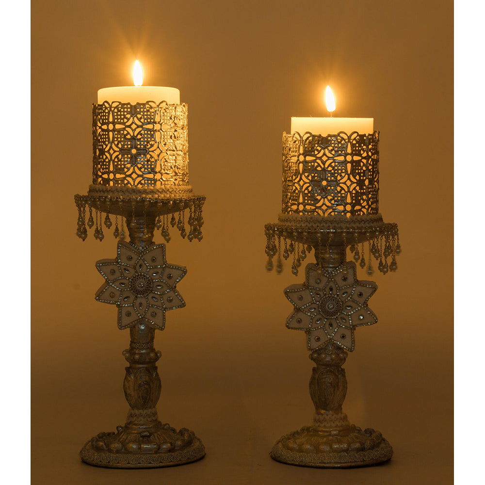 Bells of Brilliance Silver Candle Sticks Set of 2 by Katherine's Collection