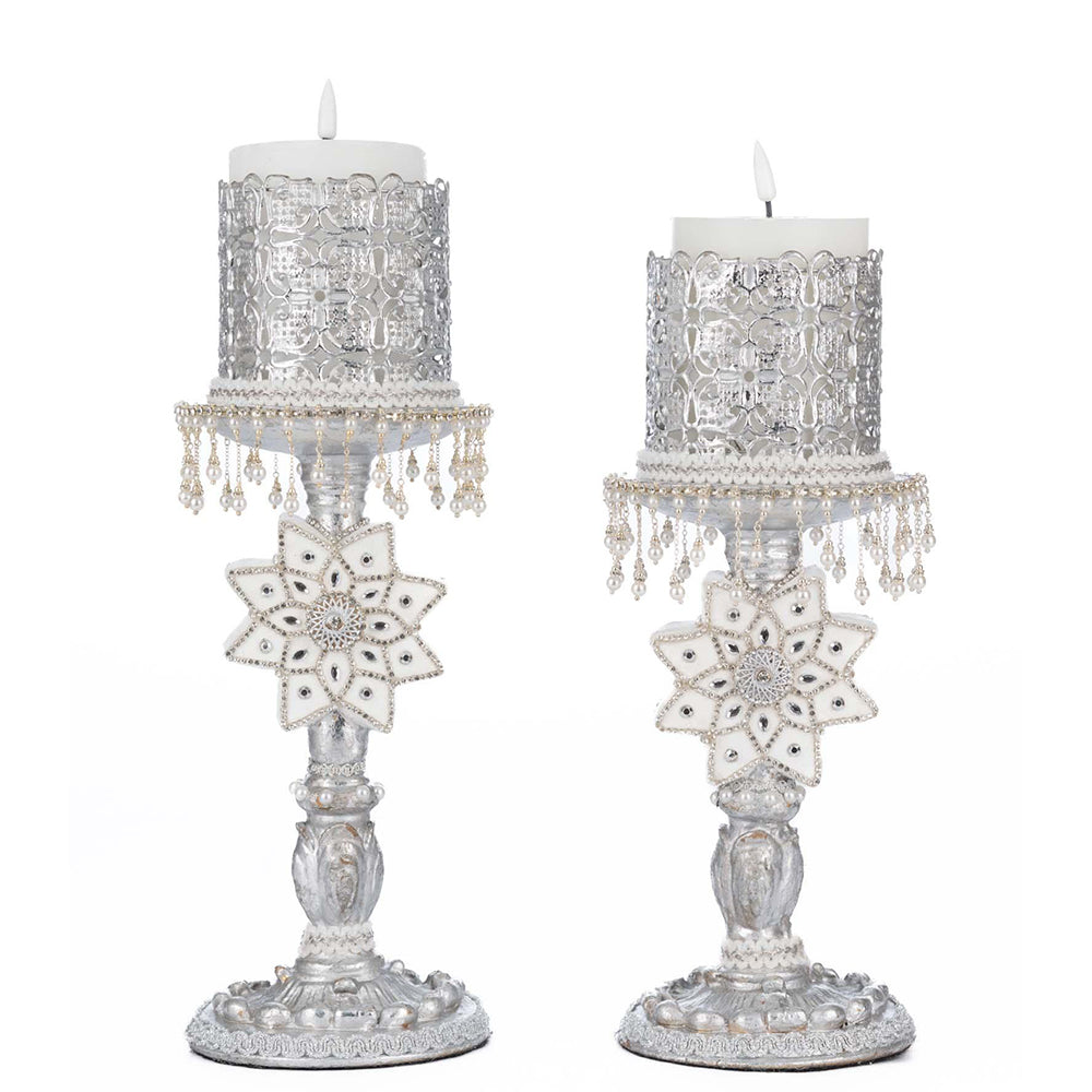 Bells of Brilliance Silver Candle Sticks Set of 2 by Katherine's Collection