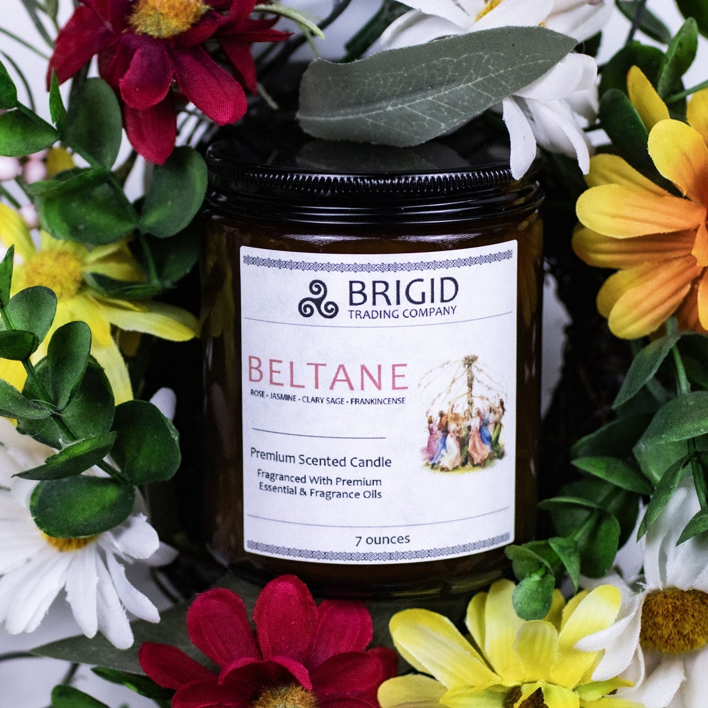 Beltane Soy Wax Candle Rose Jasmine Clary Sage Frankincense