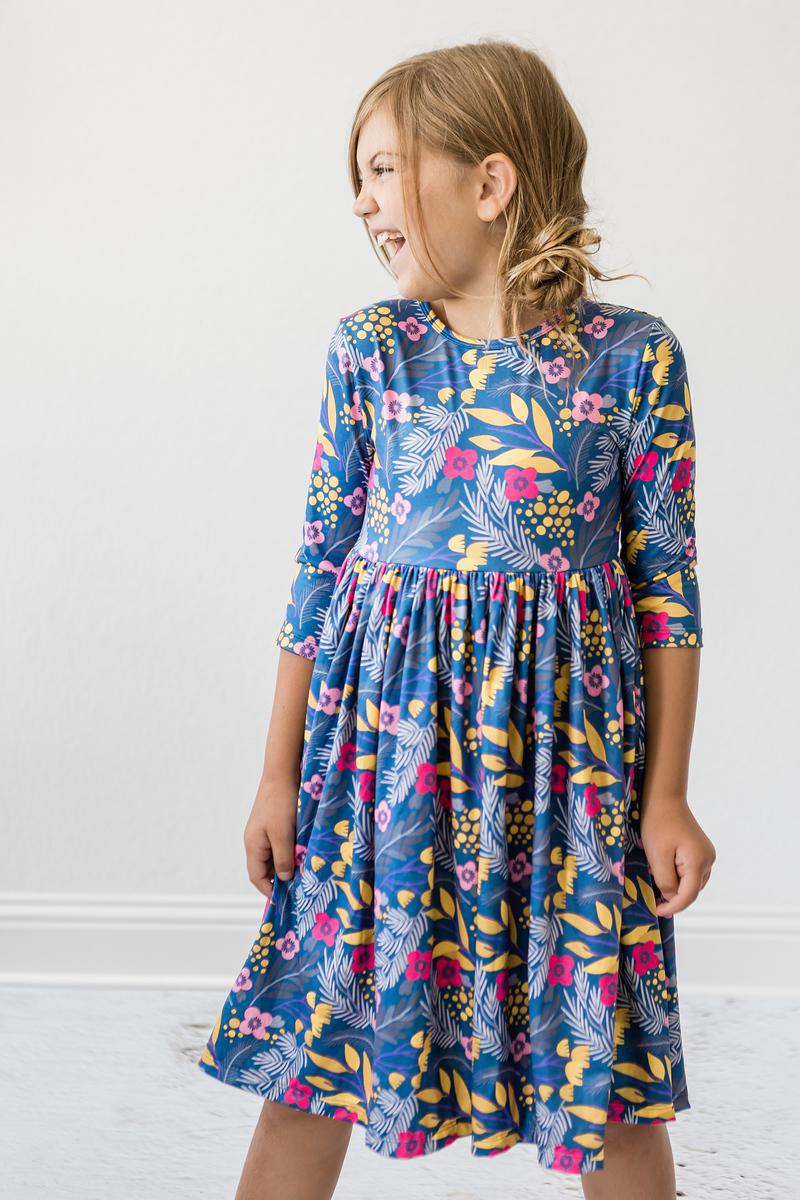 Flora 3/4 Sleeve Pocket Twirl Dress Mila & Rose