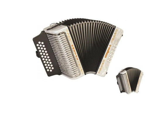 Diatonic Accordion Keys of F/Bb/Eb Hohner Corona II White