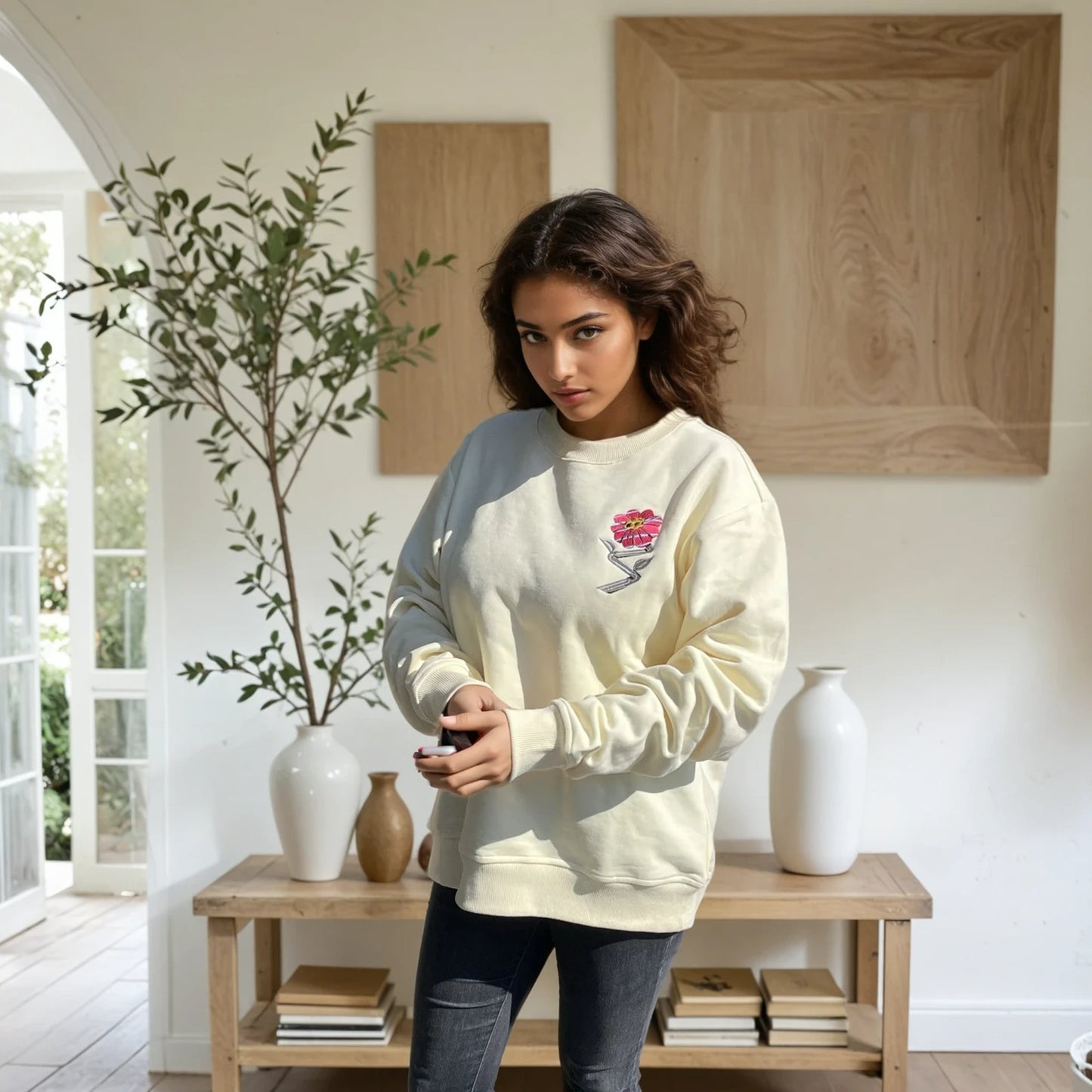 Bigfoot Found a Flower 100% Cotton Relaxed Fit Sweatshirt