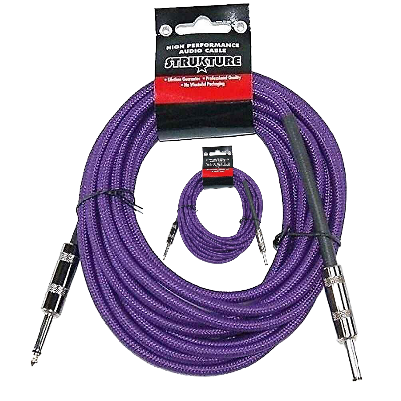Purple Woven 18.5 FT Instrument Guitar Cable Cord Patch Effect Tip 1/4 Strukture SC186PP