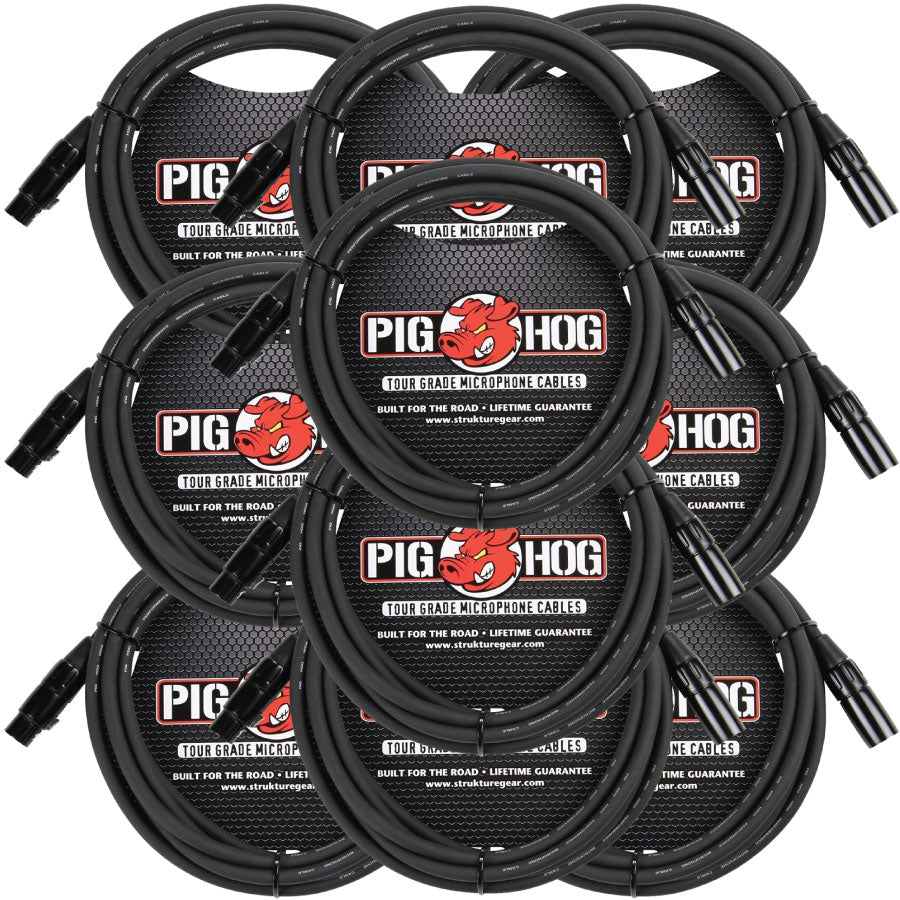 8mm Microphone Cable 15FT 10 Pack PIG Hog PHM15