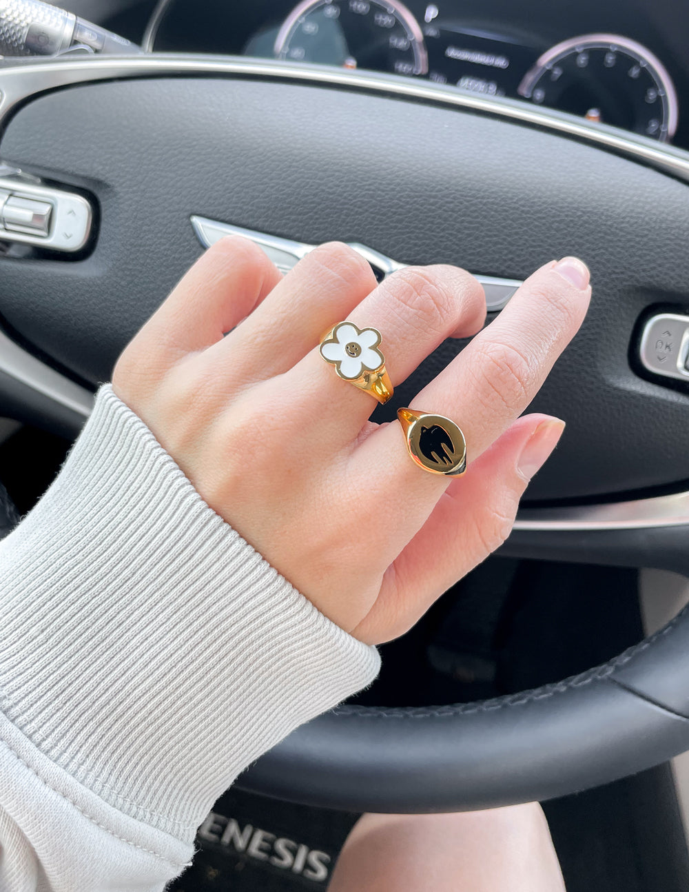 Black Enamel Gold Dove Ring Jewelry Elevated Faith