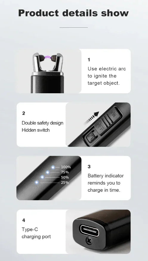 Black Flameless Rechargeable Candle Lighter