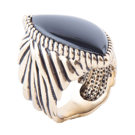 Black Onyx Golden Statement Rings Handcrafted Statement Ring