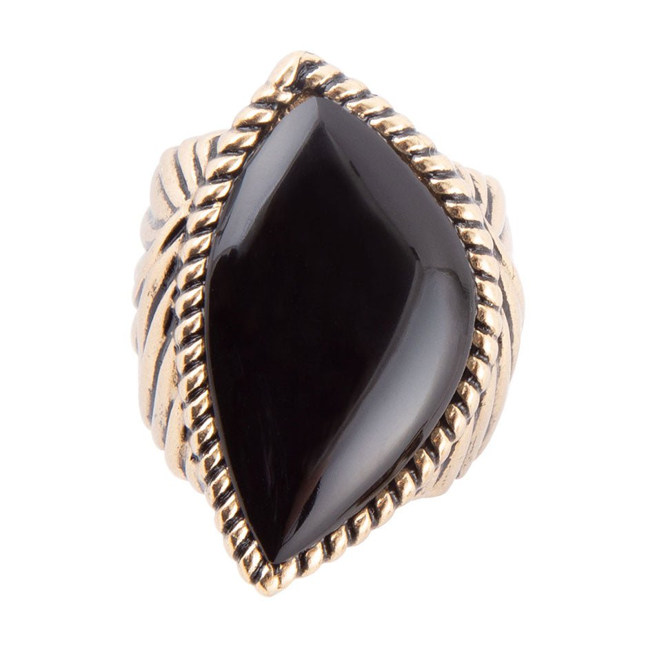 Black Onyx Golden Statement Rings Handcrafted Statement Ring