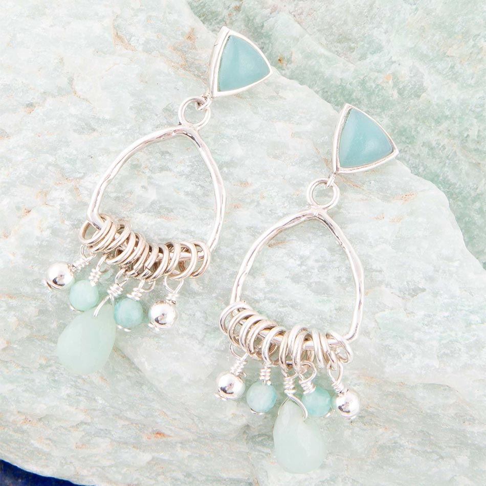 Blue Amazonite Mint Sterling Silver Chandelier Earrings Barse Jewelry