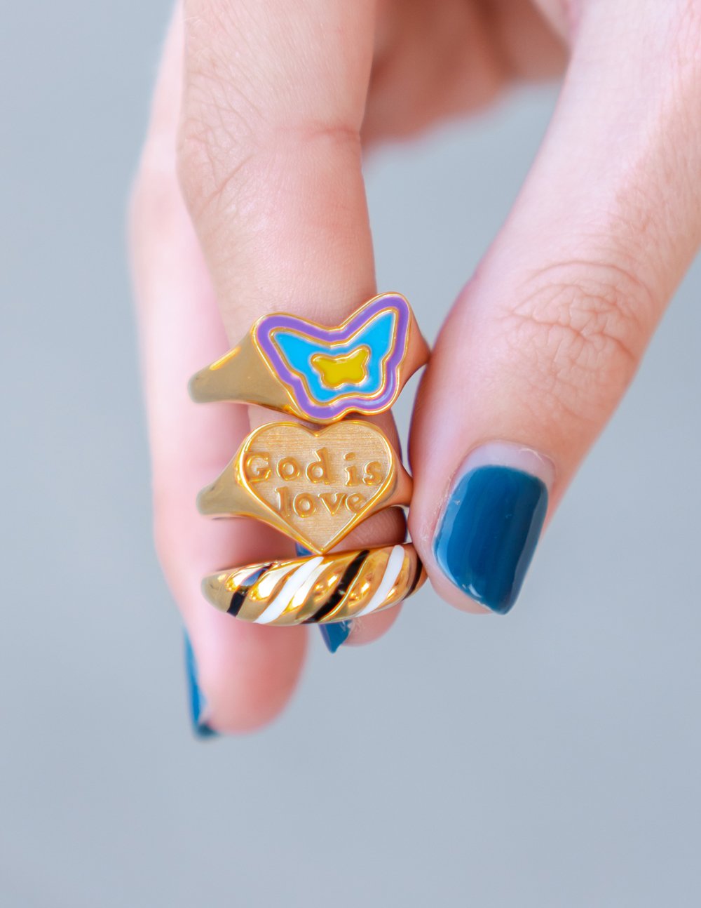 Blue Enamel Butterfly Ring Elevated Faith
