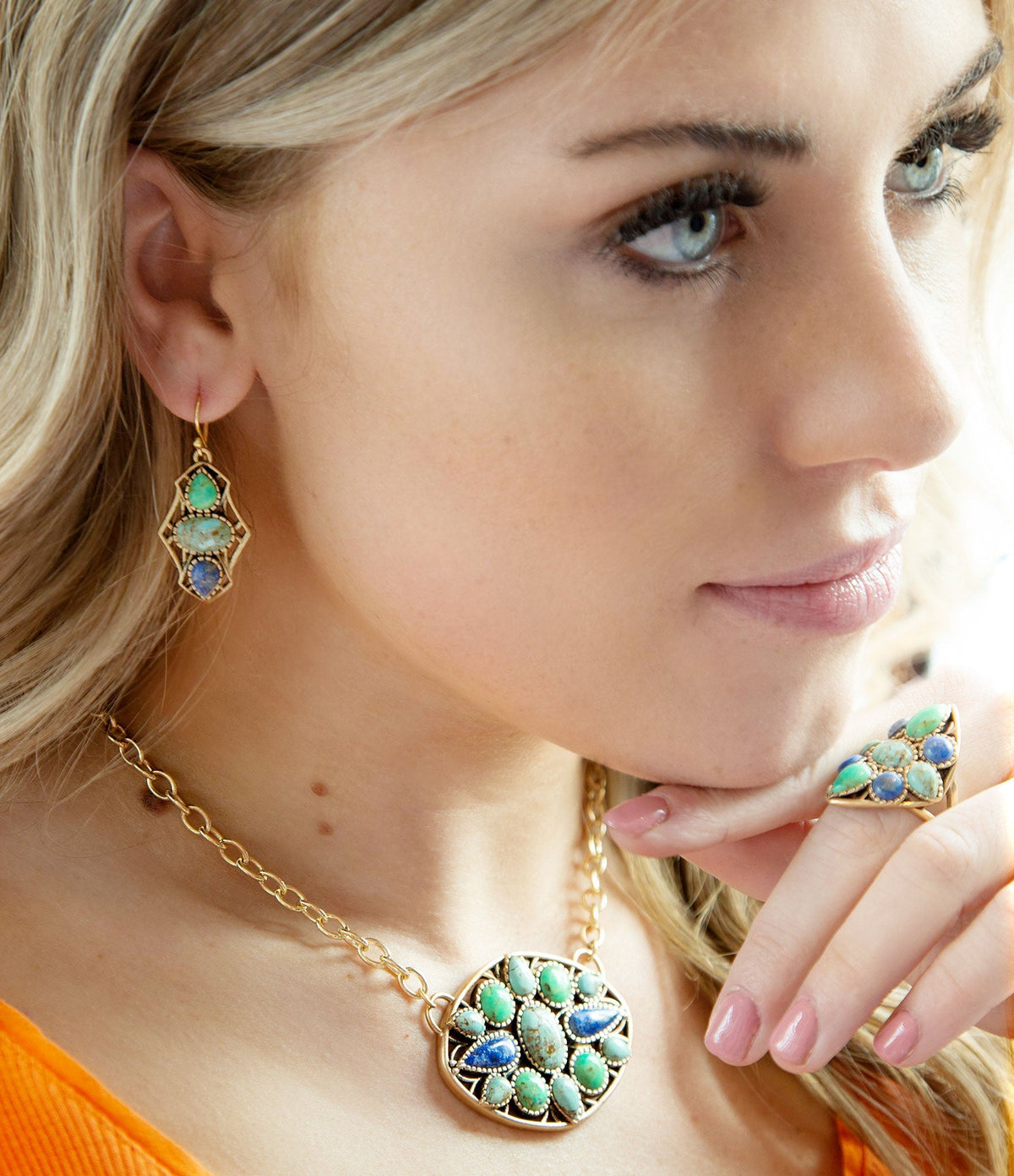 Blue Hues Multi Stone Earrings 1.75' Handcrafted Barse Jewelry