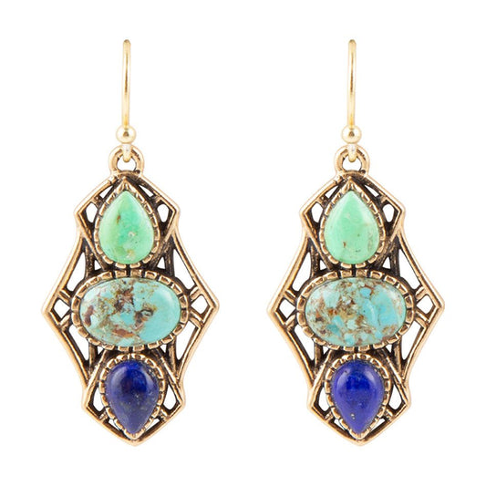 Blue Hues Multi Stone Earrings 1.75' Handcrafted Barse Jewelry