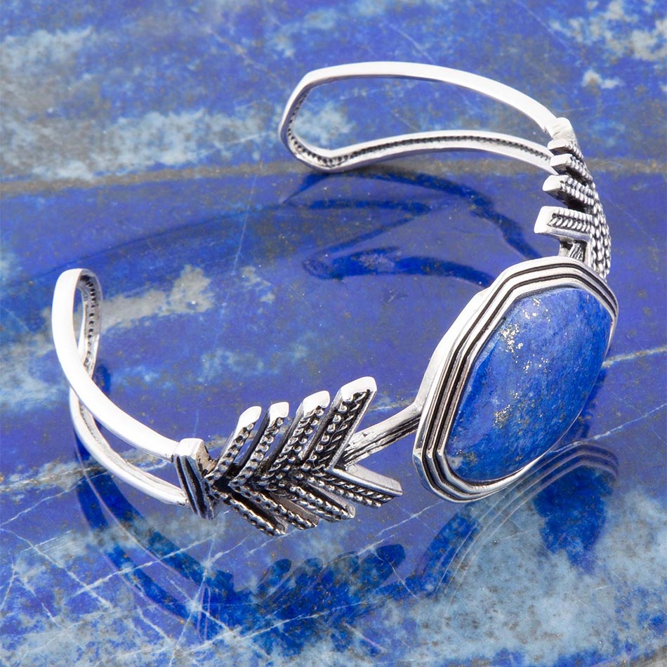 Blue Lapis Sterling Silver Statement Cuff Barse Jewelry