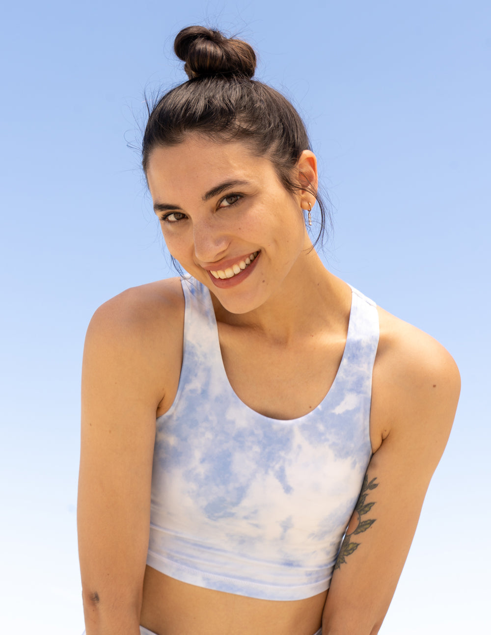 Blue Tie-Dye Bra Tank with Supportive Fit