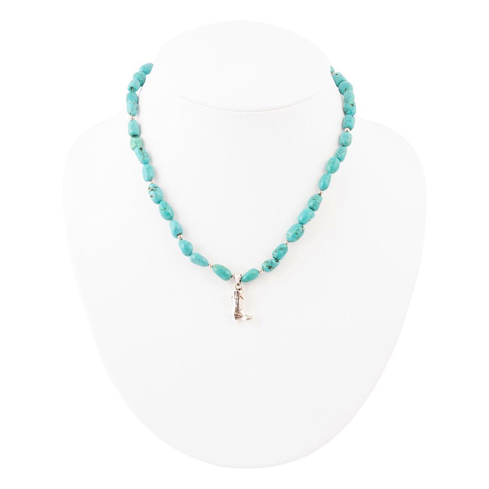 Blue Turquoise Magnesite Sterling Silver Boot Charm Necklace Barse Jewelry