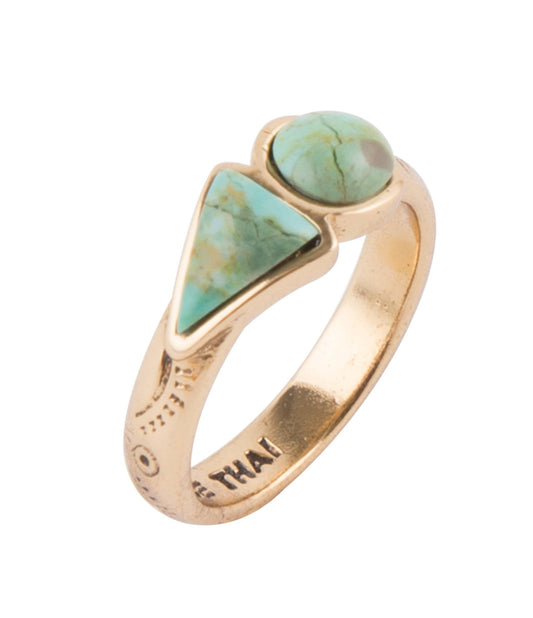 Blue Turquoise Golden Bronze Ring Jewelry Barse