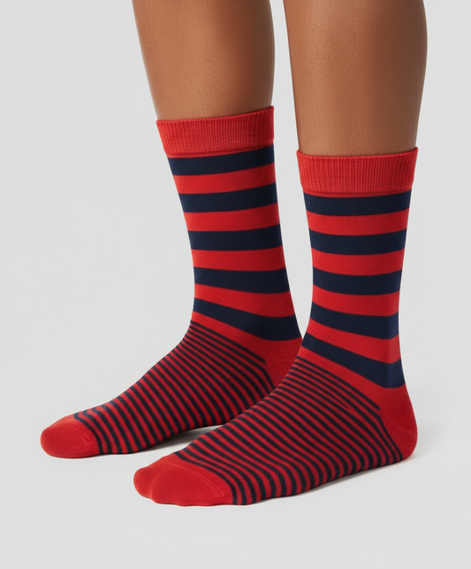 Bold Crimson Bold Striped Socks ModSoles