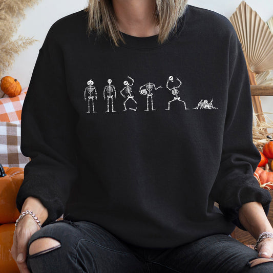 Skeleton Dance Vintage Halloween Sweatshirt Cozy Graphic Sweatshirt