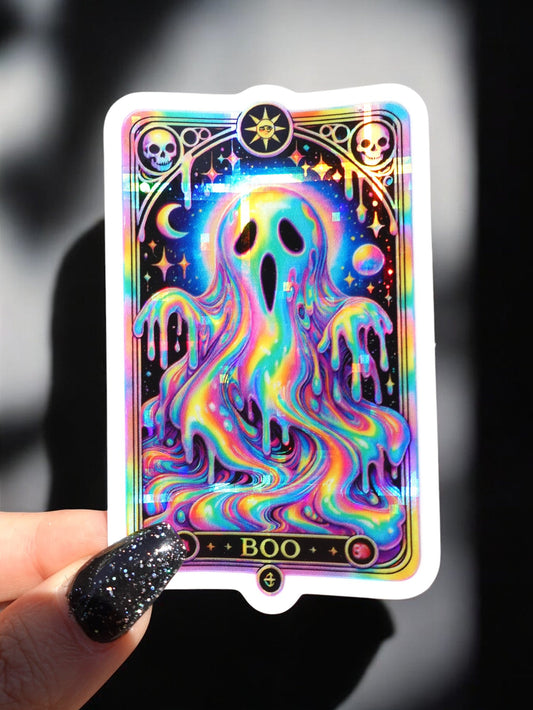 Halloween Tarot Card Sticker Waterproof Vinyl Boo