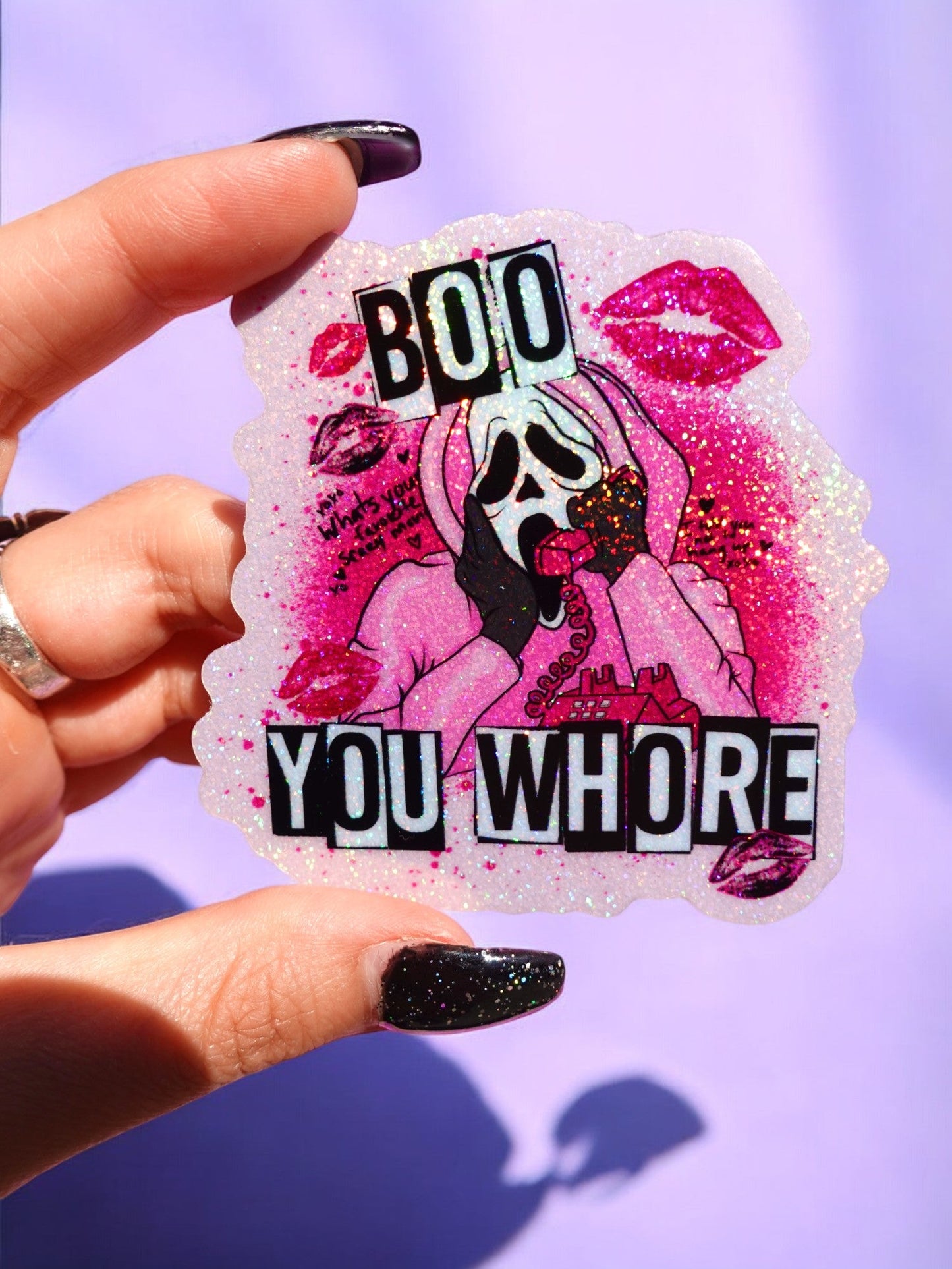 Halloween Sticker Waterproof Durable 3x3 Inch Boo You Whore
