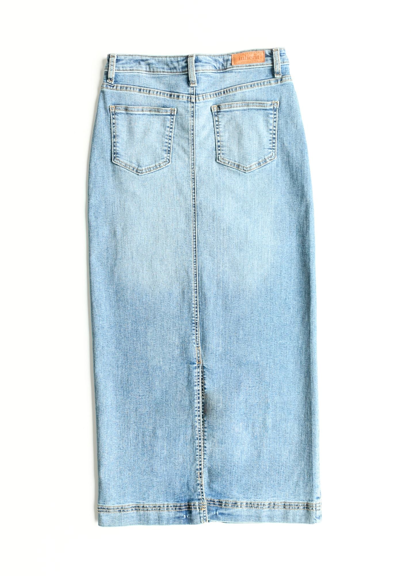 Light Wash Straight Fit Denim Maxi Skirt Bria Inherit