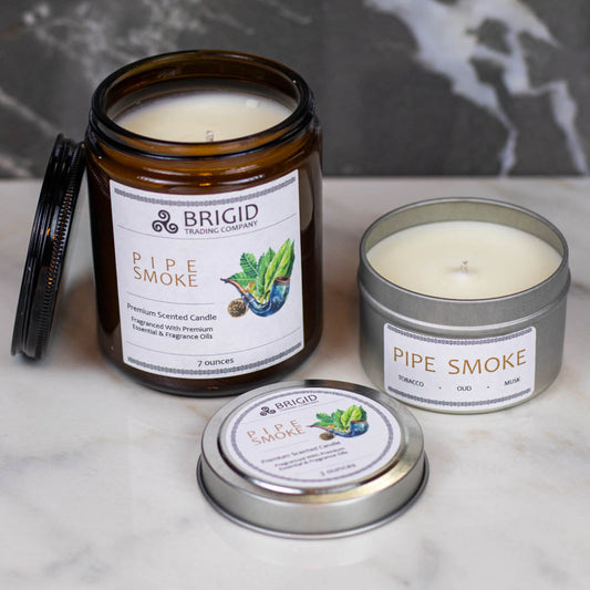 Pipe Smoke Cuban Tobacco Smoked Oud Soy Wax Candle Brigid Trading Company