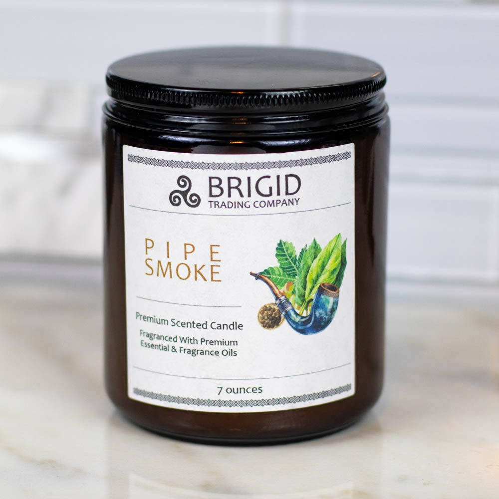 Pipe Smoke Cuban Tobacco Smoked Oud Soy Wax Candle Brigid Trading Company