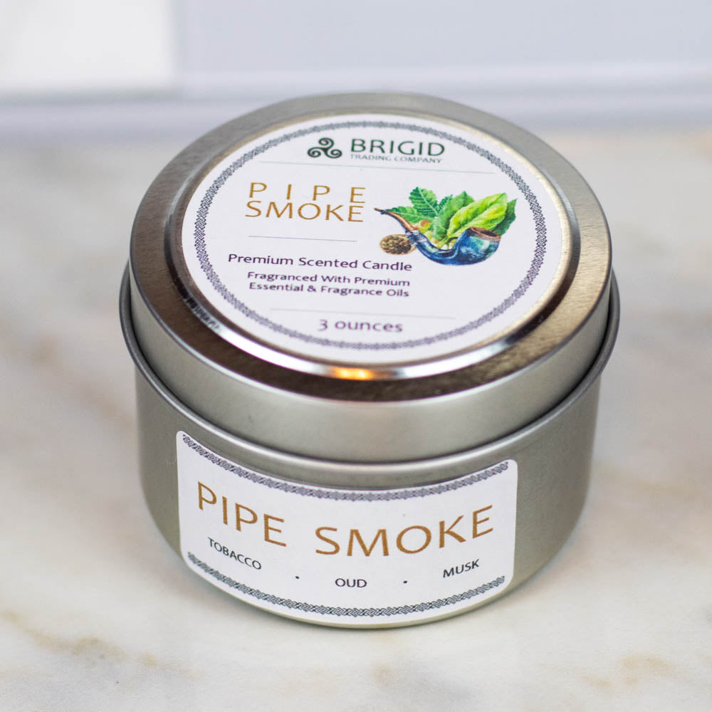 Pipe Smoke Cuban Tobacco Smoked Oud Soy Wax Candle Brigid Trading Company