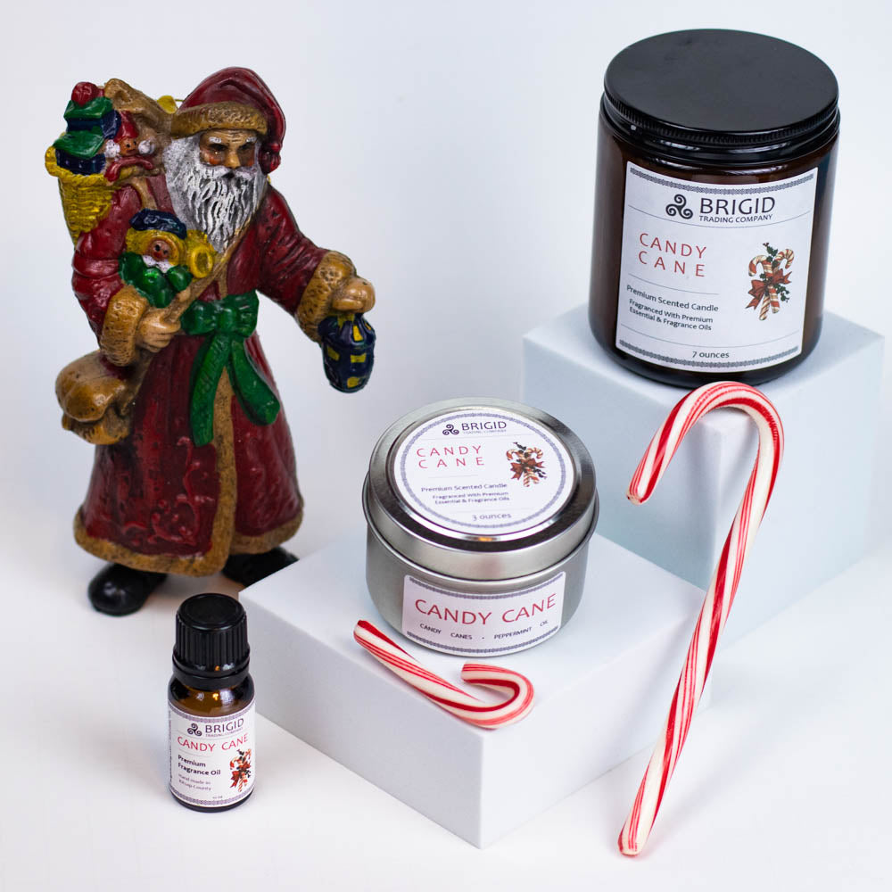 Candy Cane Peppermint Soy Wax Candle Brigid Trading Company