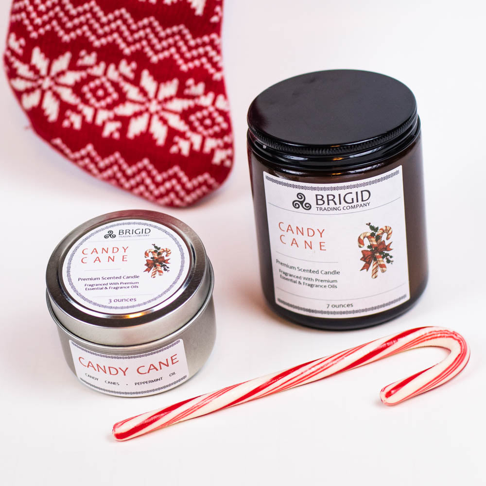 Candy Cane Peppermint Soy Wax Candle Brigid Trading Company