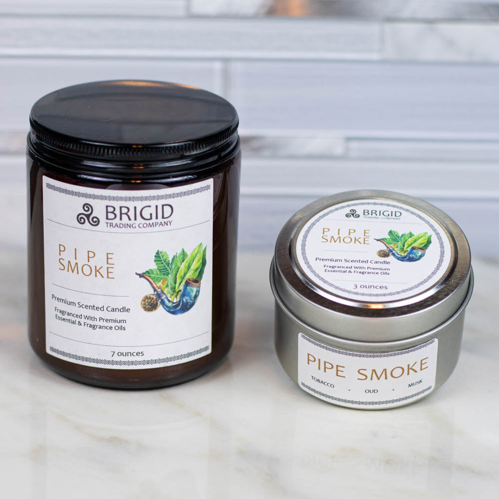 Pipe Smoke Cuban Tobacco Smoked Oud Soy Wax Candle Brigid Trading Company